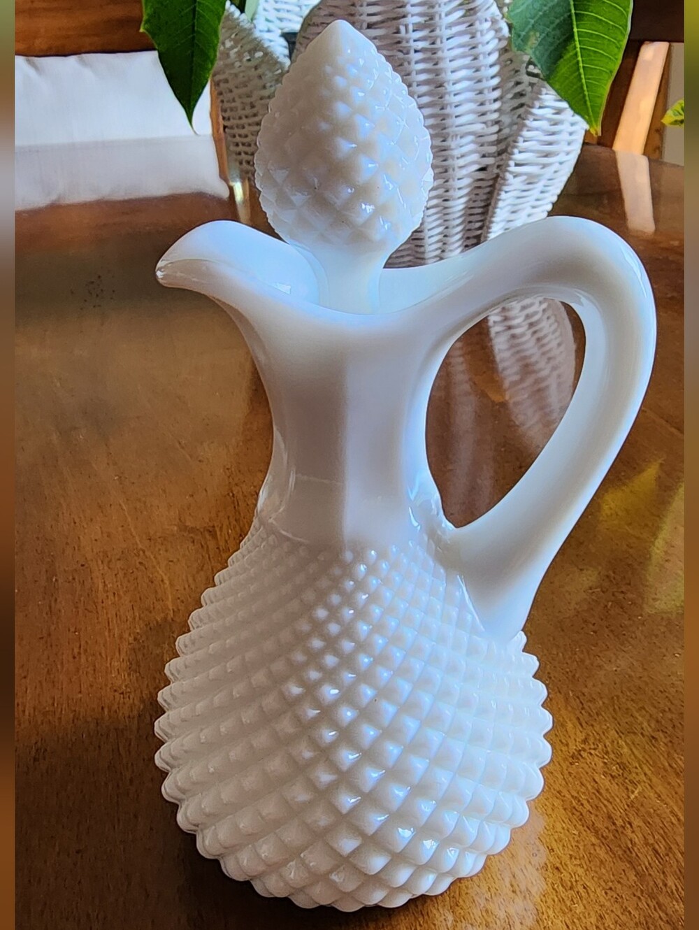 Vintage Westmoreland White Milk Glass Cruet with Stopper
